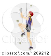 Caucasian Woman Rock Climbing