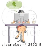 Poster, Art Print Of Woman Making Money Online While Working At A Desk