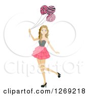 Poster, Art Print Of Caucasian Teenage Girl With Safari Print Balloons