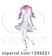 Clipart Of A Teenage Girl In A Futuristic Robot Costume And Purple Hair Royalty Free Vector Illustration by BNP Design Studio
