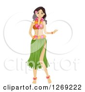 Clipart Of A Teen Girl In A Hula Dancer Costume Royalty Free Vector Illustration by BNP Design Studio