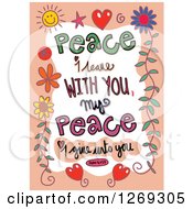 Poster, Art Print Of Colorful Sketched Scripturepeace I Leave With You My Peace I Give Unto You John 14 V 27 Text In An Orange Border