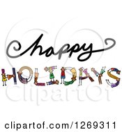 Alphabet Stick Children Forming A Word In Happy Holidays