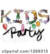 Poster, Art Print Of Alphabet Stick Children Forming A Word In Kids Party