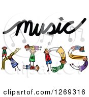 Poster, Art Print Of Alphabet Stick Children Forming A Word In Music Kids