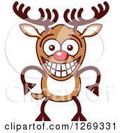 Poster, Art Print Of Grinning Embarrassed Christmas Rudolph Reindeer