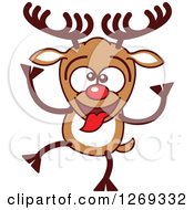 Poster, Art Print Of Goofy Christmas Rudolph Reindeer Making A Funny Face