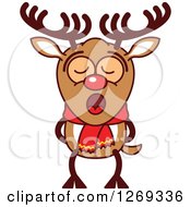 Poster, Art Print Of Christmas Rudolph Reindeer Singing Christmas Carols