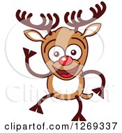Poster, Art Print Of Friendly Waving Christmas Rudolph Reindeer
