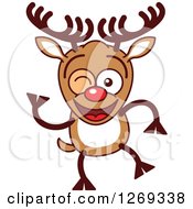 Poster, Art Print Of Winking Christmas Rudolph Reindeer