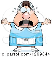 Poster, Art Print Of Cartoon Chubby Scared Screaming Caucasian Lunch Lady