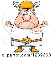 Poster, Art Print Of Cartoon Mad Chubby Greek Olympian God Hermes Waving Fists