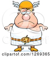 Cartoon Depressed Chubby Greek Olympian God Hermes
