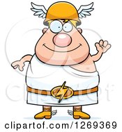 Cartoon Friendly Waving Chubby Greek Olympian God Hermes