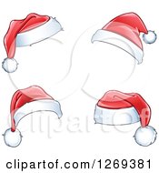 Clipart Of Shiny Red Christmas Santa Hats Royalty Free Vector Illustration