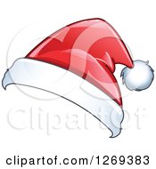 Clipart Of A Shiny Red Christmas Santa Hat 2 Royalty Free Vector Illustration by yayayoyo