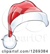 Clipart Of A Shiny Red Christmas Santa Hat 3 Royalty Free Vector Illustration by yayayoyo