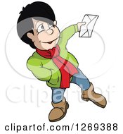 Poster, Art Print Of Friendly Boy Holding Out An Envelope