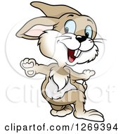 Clipart Of A Cartoon Dramatic Blue Eyed Rabbit Royalty Free Vector Illustration