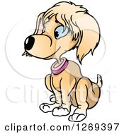 Clipart Of A Cartoon Sitting Blue Eyed Dog Royalty Free Vector Illustration