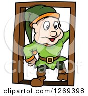 Poster, Art Print Of Happy Cartoon Dwarf Man In A Doorway