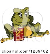 Poster, Art Print Of Cartoon Female Toad With A Book