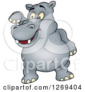 Poster, Art Print Of Cartoon Hippo Lifting A Leg