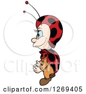 Poster, Art Print Of Cartoon Blue Eyed Ladybug Facing Left