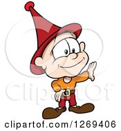 Clipart Of A Cartoon Sprite Leaning Royalty Free Vector Illustration