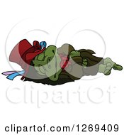Clipart Of A Sleeping Cartoon Water Goblin Royalty Free Vector Illustration