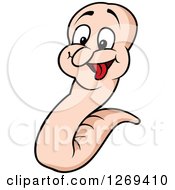 Clipart Of A Happy Excited Cartoon Earthworm Royalty Free Vector Illustration by dero