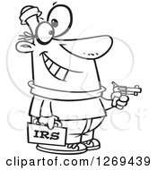 Black And White Cartoon Irs Theft Man Holding A Gun