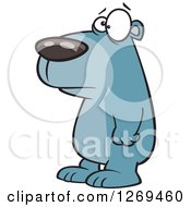 Cartoon Sad Blue Bear Facing Left