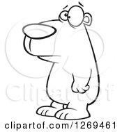 Clipart Of A Black And White Cartoon Sad Bear Facing Left Royalty Free Vector Line Art Illustration
