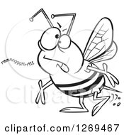 Poster, Art Print Of Black And White Cartoon Mumbling Bumble Bee