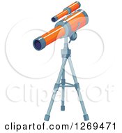 Poster, Art Print Of Orange Telescope On A Tripod