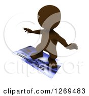 Poster, Art Print Of 3d Brown Man Surfing On A Giant Credit Card
