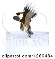 Poster, Art Print Of 3d White Man Whacking A Hockey Puck