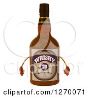Clipart Of A 3d Whisky Bottle Character Royalty Free Illustration