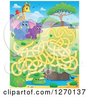 Poster, Art Print Of African Animal Watering Hole And Coral Maze Game
