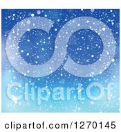 Clipart Of A Blue Christmas Snow And Flare Background Royalty Free Vector Illustration