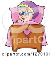 Clipart Of A Happy Little Red Riding Granny In Bed Royalty Free Vector Illustration