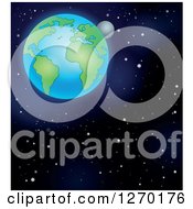 Poster, Art Print Of Planet Earth And The Moon In Outer Space