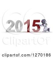Clipart Of A 3d Robot Pushing New Year 2015 Together Royalty Free Illustration