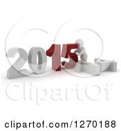 Poster, Art Print Of 3d White Character Pushing New Year 2015 Numbers Together Over Knocked Down 14
