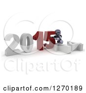 Poster, Art Print Of 3d Robot Pushing New Year 2015 Together Over A Fallen 14