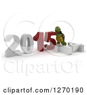 Poster, Art Print Of 3d Tortoise Pushing New Year 2015 Together Over A Fallen 14