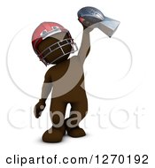 Poster, Art Print Of 3d Brown Man Football Player Holding Up A Trophy