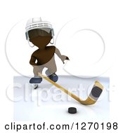 Poster, Art Print Of 3d Brown Man Hockey Player In Action