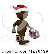 Poster, Art Print Of 3d Brown Man Christmas Shopping And Carrying A Basket Of Gifts